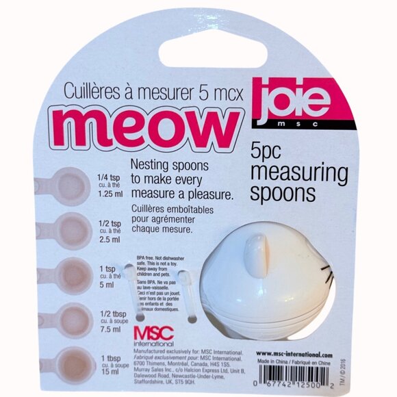 Joie Meow Cat Measuring Spoons Set Stackable Kitchen Gadget Gift Baking Cooking - Picture 2 of 8